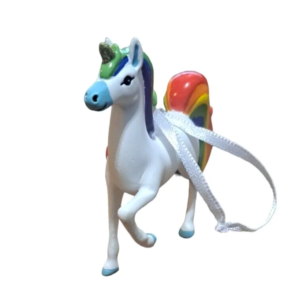 Lot of 3 Christmas Ornaments 2 Hallmark Unicorn and Llama Lollipop Rainbow
